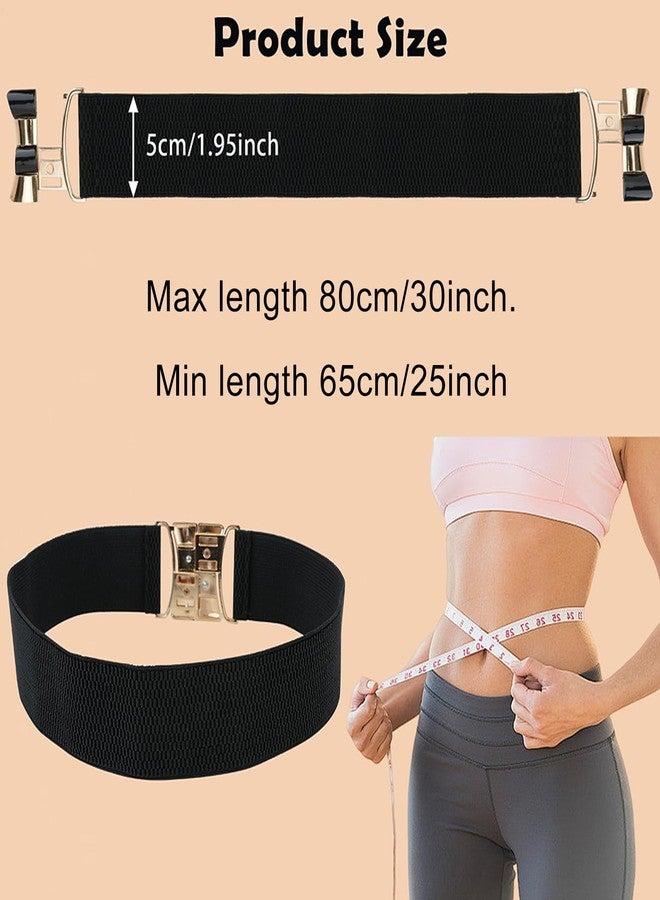 DSIOHFEI 5 PCS 31.5cm Wide Waist Belts for Women, Vintage Elastic Belt for Dress, Stretchy Waistband Belt with Metal Buckle, Fashion Waist Belts Perfect for Women Dresses, Sweater and Shirt (Black) - Image 2